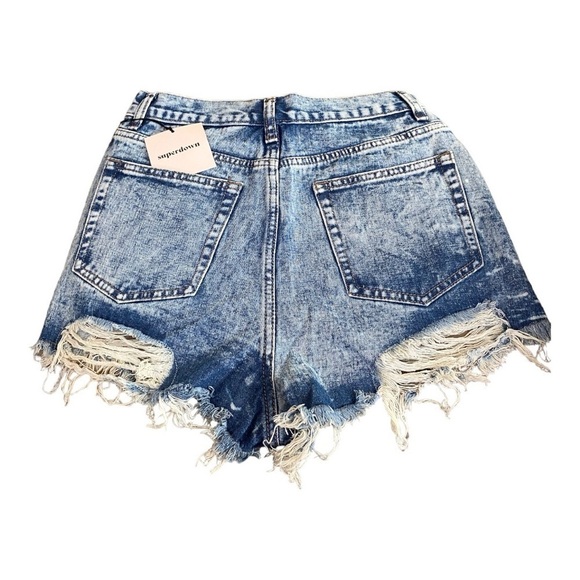 NEW Superdown Cutoff Jean Shorts Audrea Acid Blue Denim Destroyed Size 25 - Picture 5 of 8